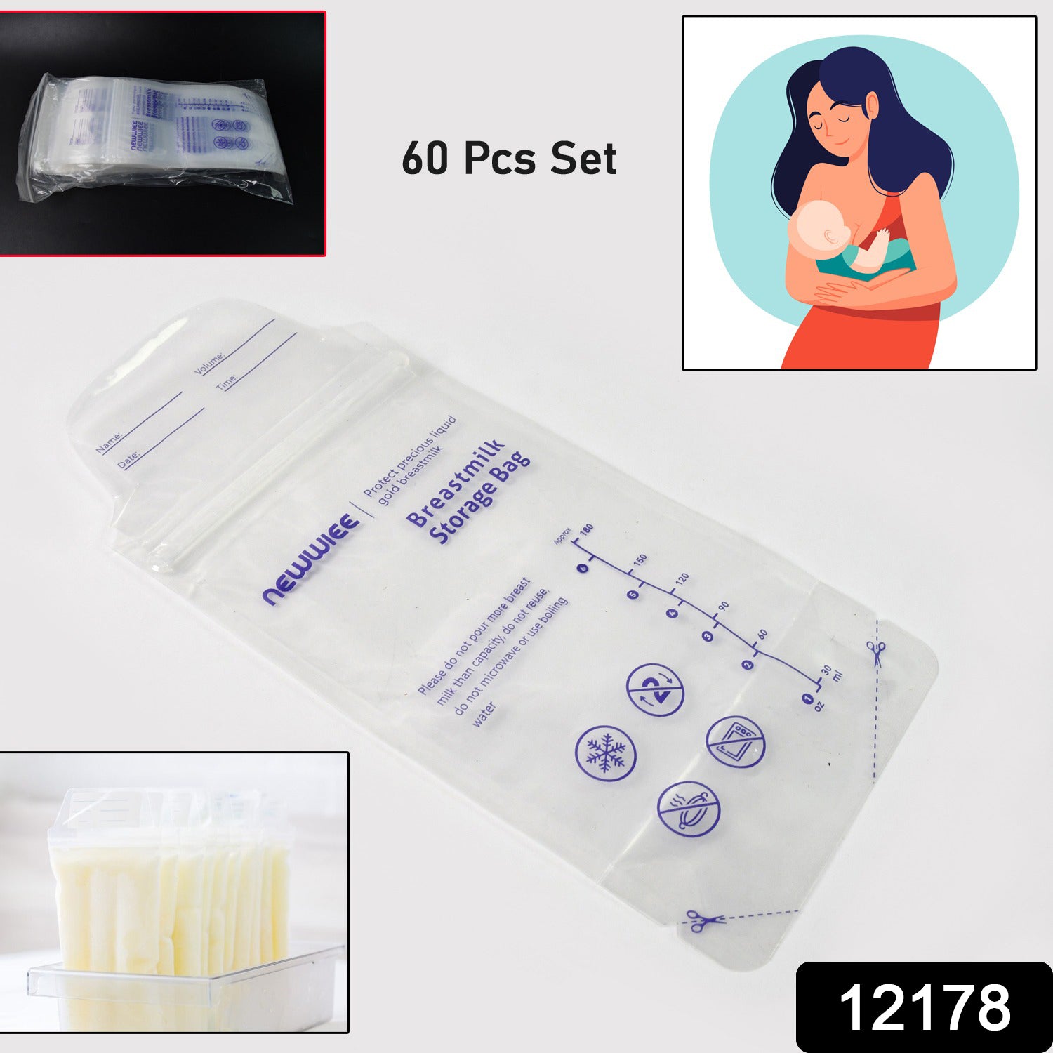 Breastmilk Storage Bags Double Zipper Seal (60 Pcs Set) Breastmilk Storage Bags Double Zipper Seal (60 Pcs Set)